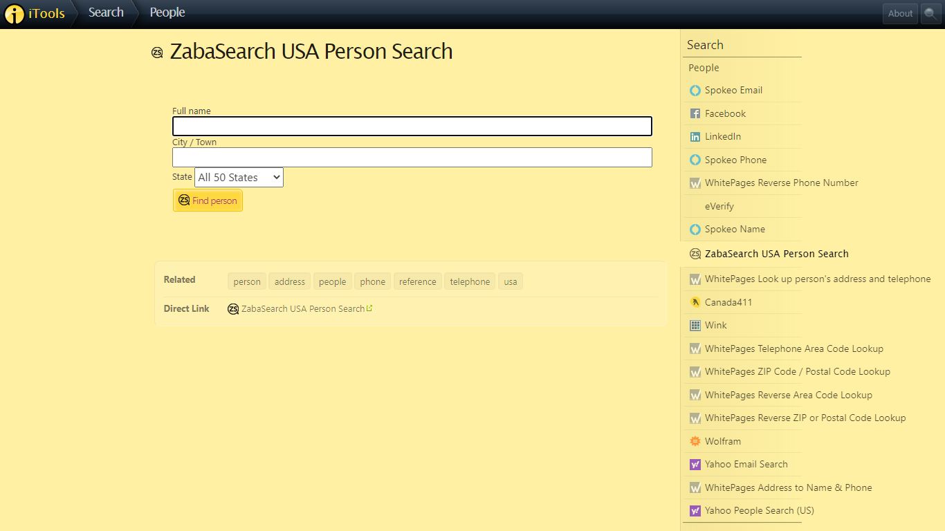 ZabaSearch USA Person Search - iTools